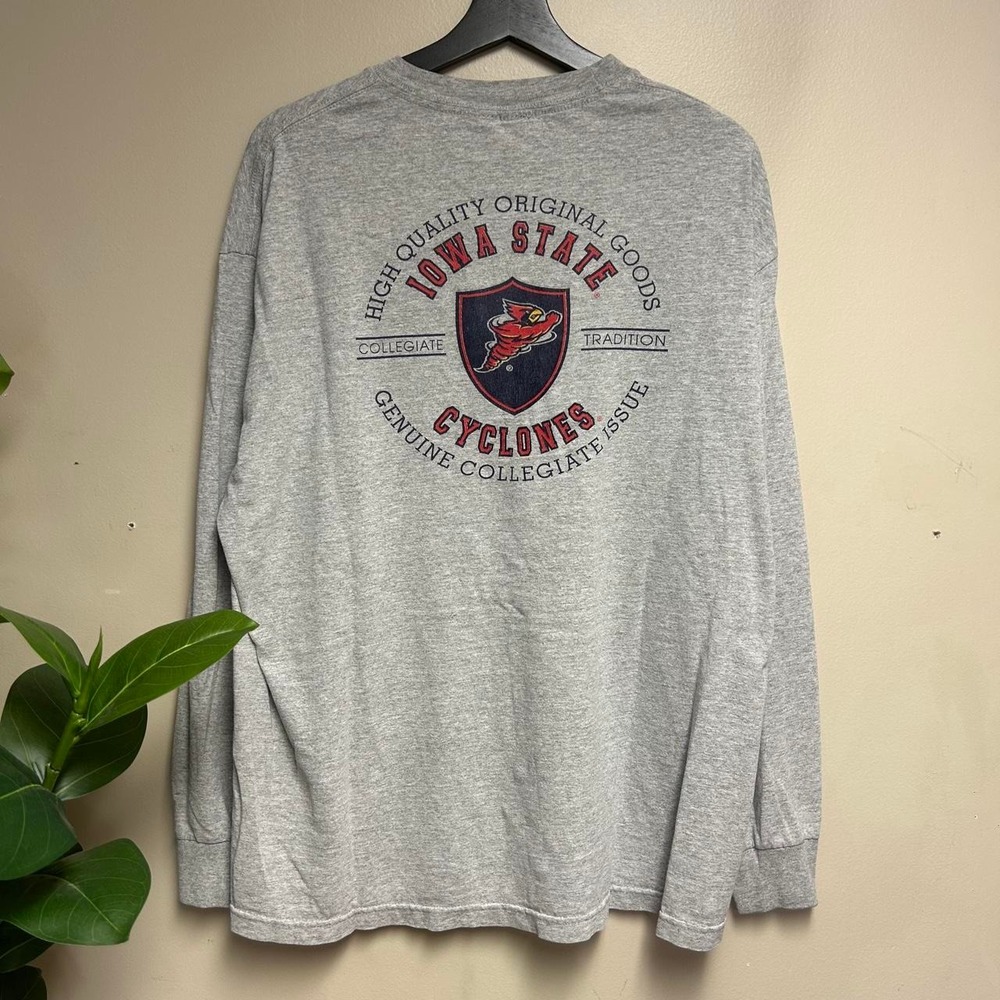 Vintage 90s Iowa State Cyclones Long Sleeve Shirt XL Grey Dodger NCAA Graphic